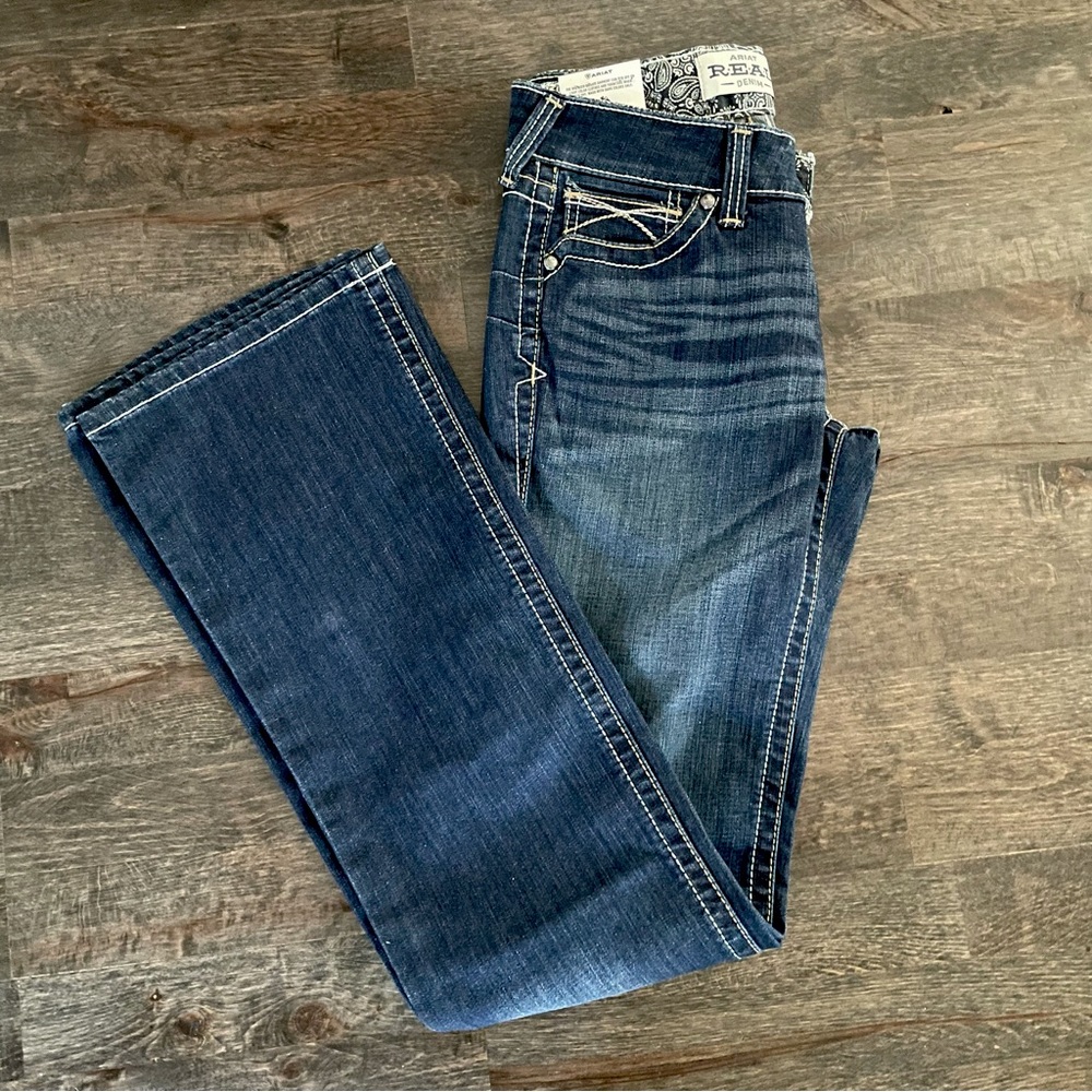 Ariat REAL Mid Rise Stretch Whipstitch Boot Cut Jean